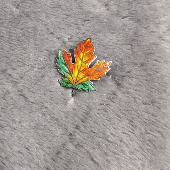 Vintage Sterling Silver and Enamel Maple Leaf Brooche - Picture 7 of 7